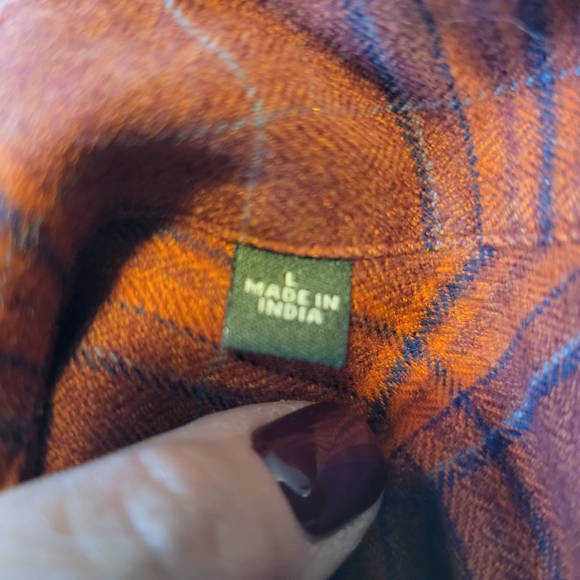 Men's Orvis Perfect Flannel Shirt Orange Plaid - L - Picture 15 of 15